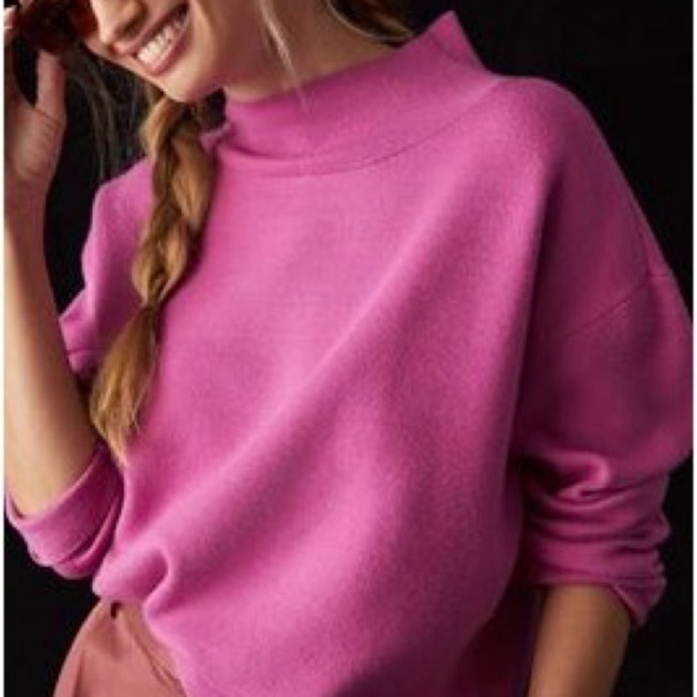 MAEVE- ANTHROPOLOGIE CARYS MOCK NECK Pink Sweater